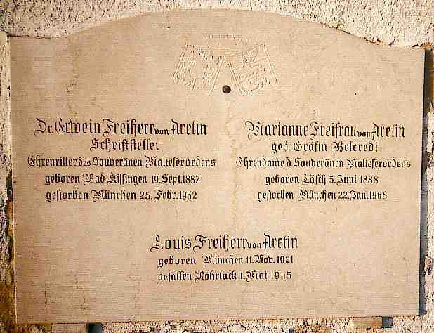 Grabplatte Erwein Frhr.v.Aretin in Münchsdorf